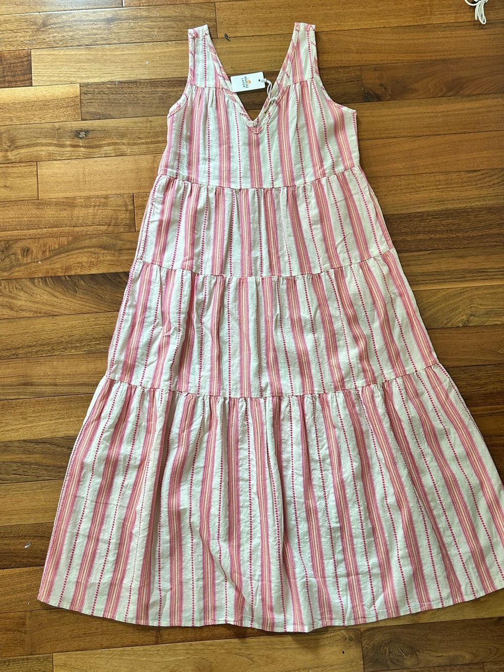 Marine Layer Pink and White Striped Tiered Maxi Dress - Picture 4 of 5
